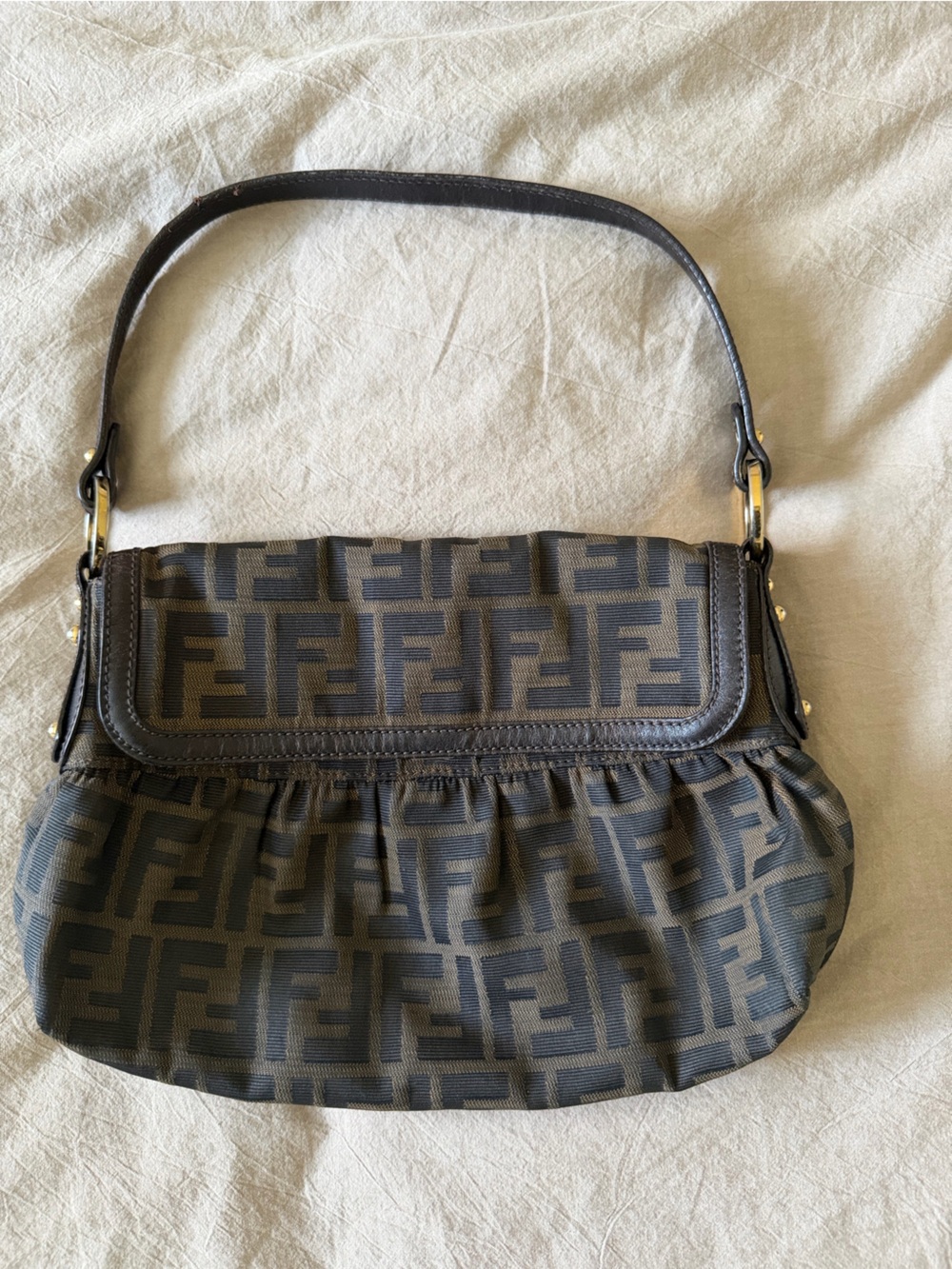 Fendi Brown Black FF Monogram Shoulder Bag